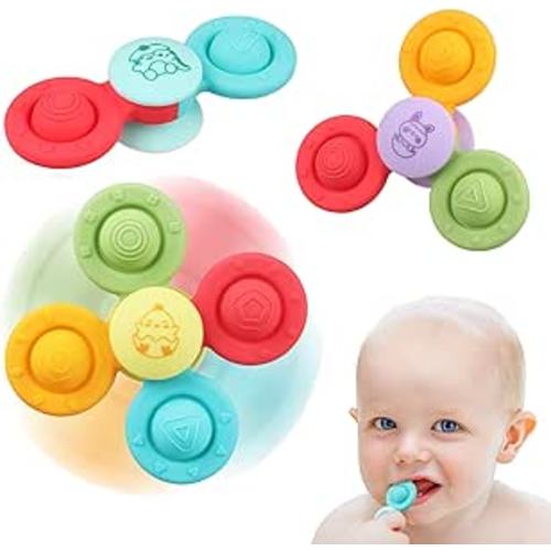 Suction Cup Spinner Toys - Baby Montessori Sensory Educational Learning Toy - Infant Bath Travel Activities Fidget Toy - Toddler Newborn Gifts for 6 9 12 18 Months 1 2 3 One Two Year Old Boys Girls : Toys & Games