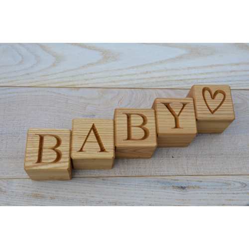 Personalized Wood Blocks, Baby Name Blocks, Birthday Baby Shower Gift for Kids, Wood Alphabet Letter Block Engraved, ABC Nursery Block