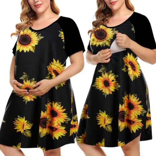 MONNURO Women's Plus Size Labor and Delivery Gown Nursing Nightgown Maternity Sleepwear Dress for Breastfeeding