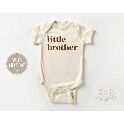Little Brother Onesie® - Lil Brother Baby Onesie® - Retro Bodysuit - Sibling Natural Onesie®