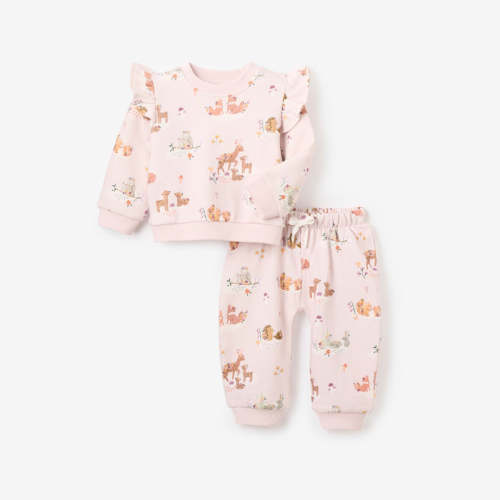 Forest Family Organic Printed Sweatshirt + Jogger Set MULTI / 6-9M