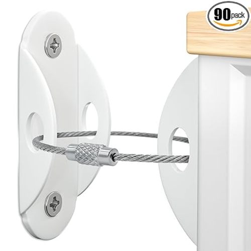 Furniture Anchors (10 Pack) for Baby Proofing, Furniture Straps Anti Tip Furniture Anchor Securing 400 lbs/Keep Baby Pet Safety from Falling Furniture, Metal White Earthquake Straps