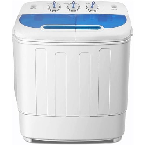 ROVSUN 15LBS Portable Washing Machine, Electric Washer and Dryer Combo with Washer(9lbs) & Spiner(6lbs) & Built-in Pump Draining for Home RV Camping Dorm College Apartment