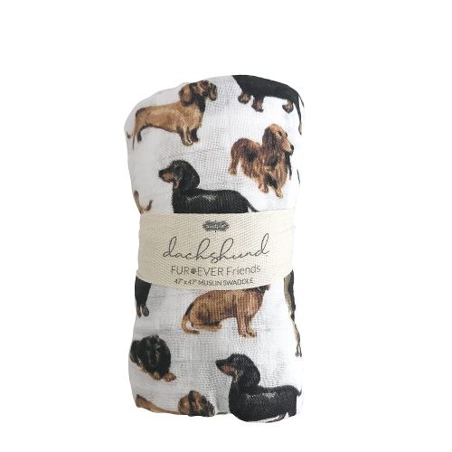 Mud Pie Dachshund Print Baby Swaddle Blanket, 47" x 47"