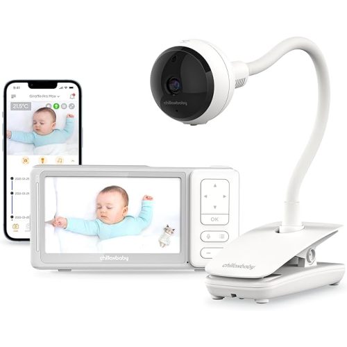 CHILLAX Giraffe Pro Max Baby Monitor – Video Baby Monitor with Full HD 1080p Camera and 5” 720P Video Parent Unit, Privacy Protection Switch, Auto Dimming LED, Gooseneck, 2-Way Audio, Night Vision