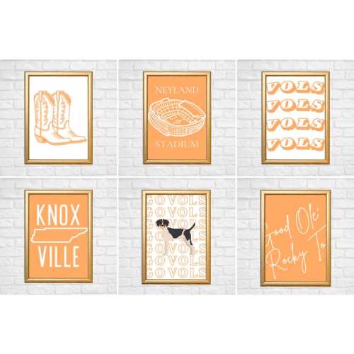 University of Tennessee Knoxville- Vols Wall Decor- Perfect for Dorm room or apartment- Cute and Preppy Wall Decor- Digital Prints