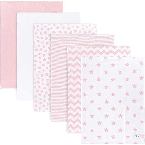Comfy Cubs Baby Burp Cloths Set (Pack of 6) - Large, 6-Layer, Ultra Absorbent 100% Cotton for Baby Spit-Up, Drool, and Messes - Soft, Gentle, Thoughtful New Born Baby Gifts, (Pink Pattern)
