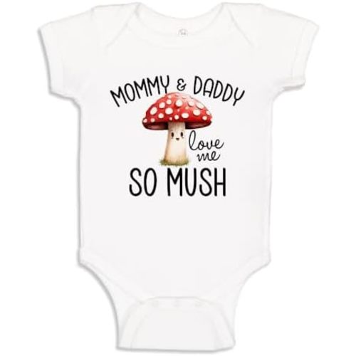 Mommy and Daddy Love Me So Mush Funny Mushroom Baby One Piece Bodysuit Or Toddler Shirt Fungi Baby Gift