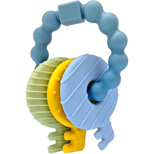 YAPROMO Baby Keys Teether Toys, Silicone Teething Toys for 3-18 Months Infants & Toddlers, Teething Keys for Baby Boys, BPA Free