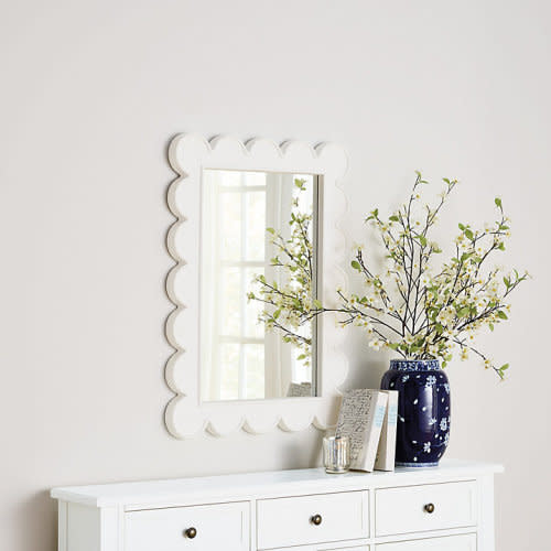 Hayli Scallop Mirror with Raised Lip Frame & Hand Finished Design