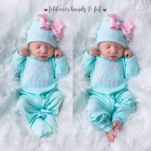 Baby Girl Coming Home Outfit Baby Girl Clothes Personalized Baby Girl Gift Personalized Baby Girl Outfit Newborn Girl Clothes Newborn Hat