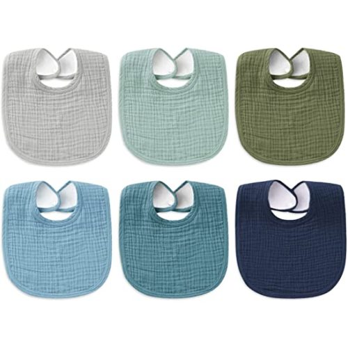 BALTERS Muslin Baby Bibs for Boys 6 Pack Multi-color All Original Cotton Set for Teething and Drooling