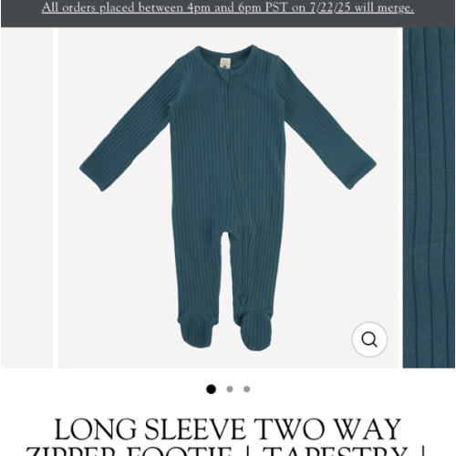 long sleeve two way zipper footie | tapestry | organic cotton wide rib