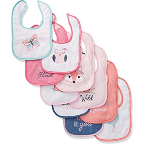 Hudson Baby Unisex Baby Cotton Terry Drooler Bibs With Fiber Filling