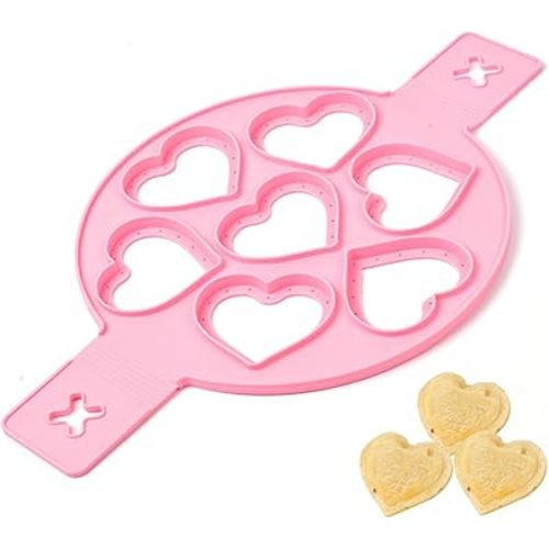 Heart Pancake Molds Silicone Egg Ring Moulds for Cooking and Baking, Reusable Cute Heart Shaped Pancake Tools for Breakfast, Frying Pan and Kitchen Use