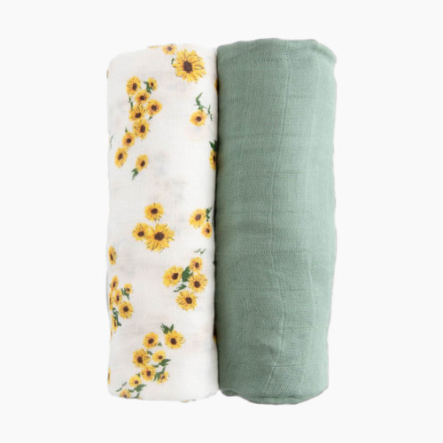 Little Unicorn Deluxe Muslin Swaddle Blanket 2 Pack - Ditsy Sunflower