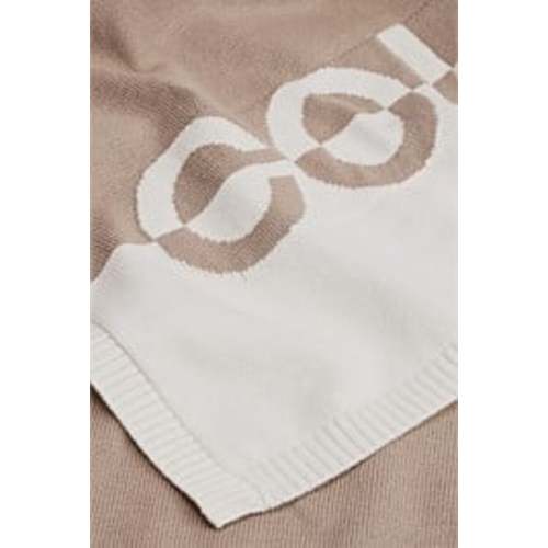 Mushroom Organically Grown Cotton Logo Knit Blanket - Accessories | Country Road