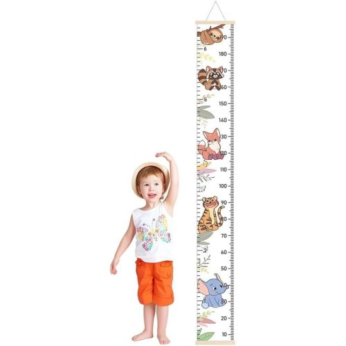 Hanging Kids Height Growth Charts, 1Pc Wall Decor Hanging Height Measure, Kids Height Chart Removable Canvas and Wood Measuring Ruler Height Growth Chart