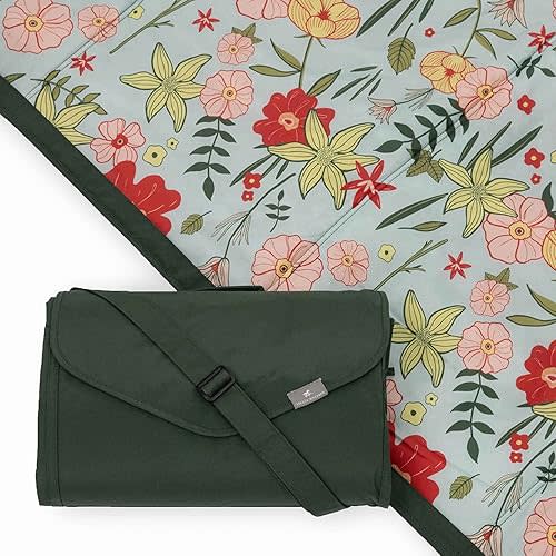 Little Unicorn 5'x10' XL Outdoor Family Picnic & Beach Blanket | Durable & Water-Resistant Fabric | Compact Fold & Easily Wipes Clean | Zipper Pocket (Primrose Patch)