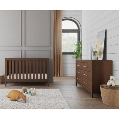 Child Craft Kieran Crib And Dresser Nursery Set, 2-piece, Includes 3-in-1 Convertible Crib And 6-drawer Dresser (toasted Chestnut)