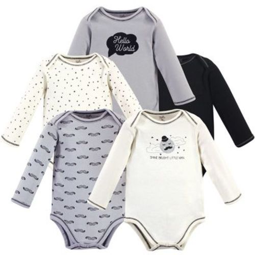 Touched by Nature Baby Boy Organic Cotton Long-Sleeve Bodysuits 5pk, Mr. Moon, 0-3 Months