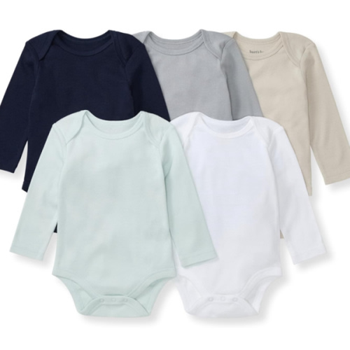 Burt's Bees Baby Unisex Organic Cotton Short and Long Sleeve Bodysuits, 5-Pack