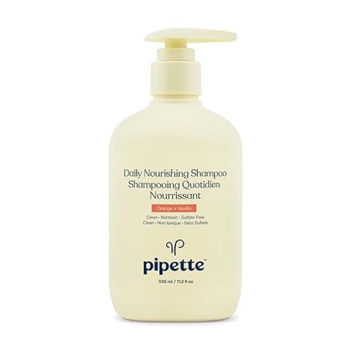 Pipette Daily Nourishing Shampoo - Tear Free Shampoo for Kids, Adds Moisture, 100% Plant-Derived Squalane and Quinoa, Orange + Vanilla Aroma, 11.2 fl oz