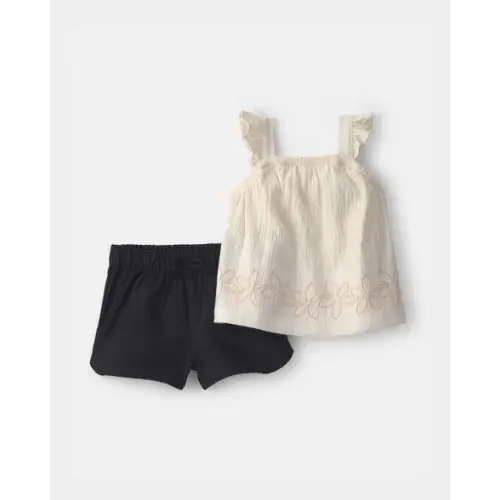 Baby Girl 2-Piece Floral Top & Short Set - Black/Ivory | Carter's