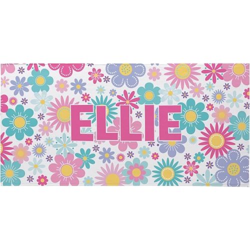 Beach Towel - Customize with Name - Standard Size - Flowers