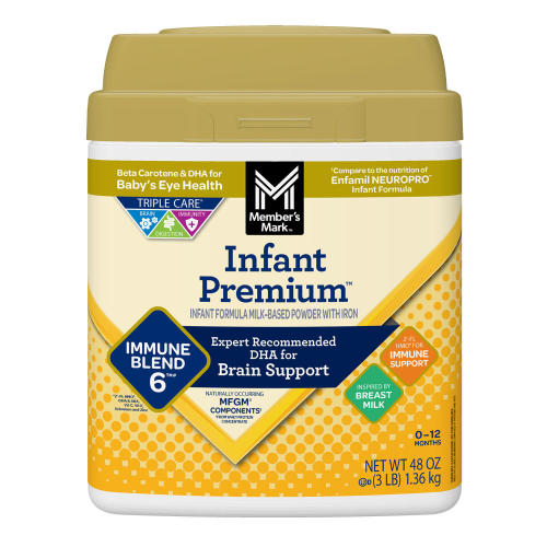 Member's Mark Infant Premium Baby Milk-Based Formula Powder with Iron, Immune Blend 48 oz. - Sam's Club