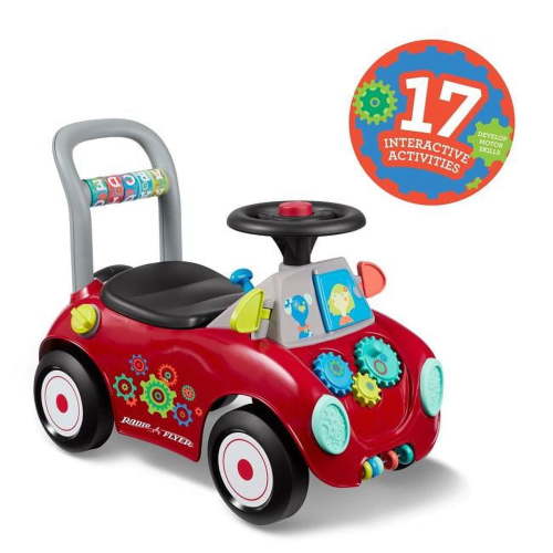 Radio Flyer, Toddler's Busy Buggy, Interactive Ride-on and Push Walker Toy for Kids, Red