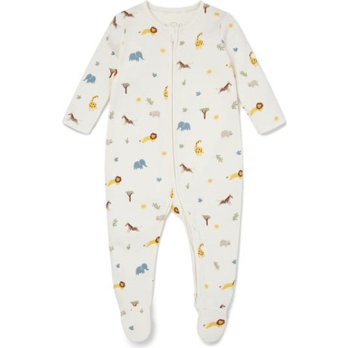 Clever Safari Print Zip Fitted One-Piece Footie Pajamas