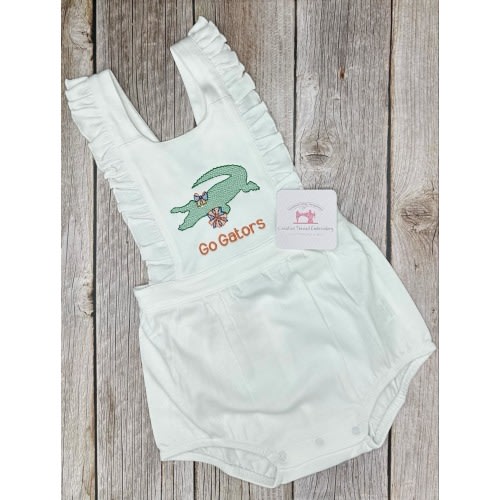 Embroidered Baby Girl Football Team Outfit White Monogrammed Bubble Romper Personalized Spring Summer Gift Birthday Shower