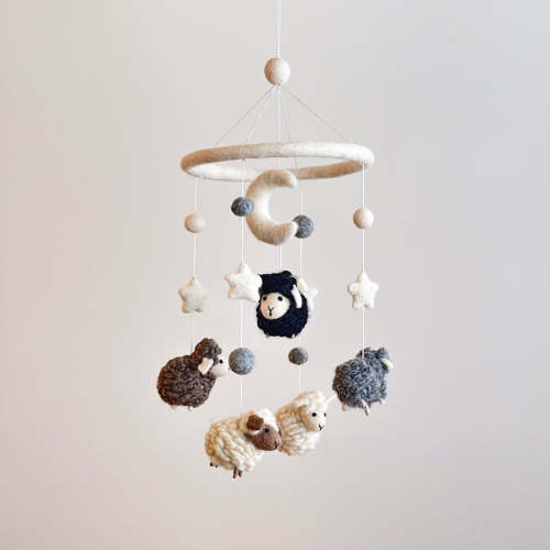 Baby Mobile - Counting Sheep - Grey
