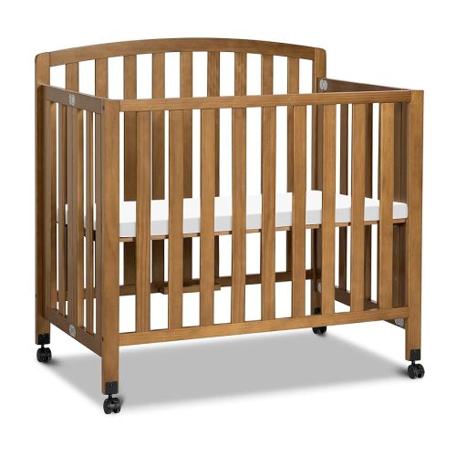 DaVinci Dylan 3-in-1 Portable Baby Crib with Wheels - Toddler Bed & Daybed Conversion - Perfect for Small Spaces & Easy Assembly, GREENGUARD Gold Certified w/ 4 Adjustable Mattress Heights - Chestnut