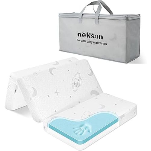 Pack and Play Mattress Pad, Dual Sided Baby Mattress for Pack N Play, 38x26 Portable Memory Foam Travel Foldable Crib Mattresses with Breathable Jacquard Cover
