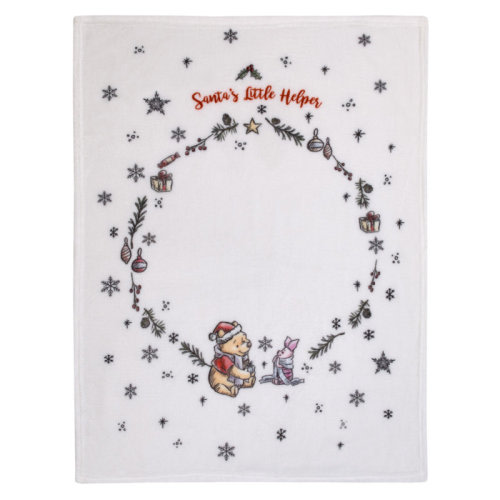Disney NoJo Disney Winnie the Pooh and Piglet Christmas Holiday Wreath "Santa's Little Helper" Photo Op Super Soft Baby Blanket | Wayfair
