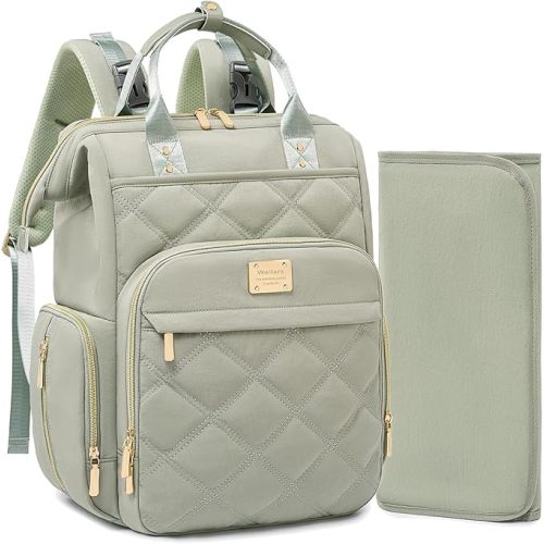 Diaper Bag Backpack Travel Diaper Backpack, Large Baby Diaper Bag with Changing Pad Baby Bag for Boys Girls (Green)