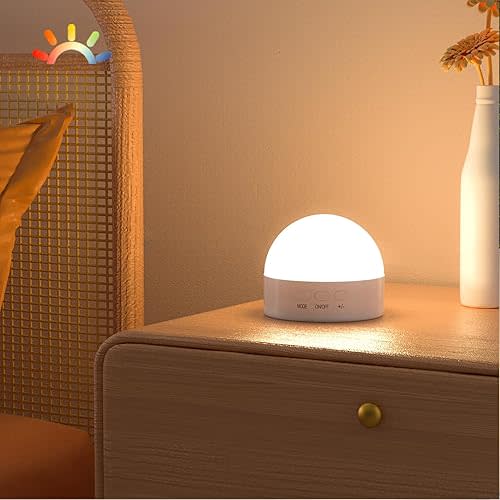 Kintion Night Light, Portable LED Night Light, Dimmable 6 Color Lighting Nursery Night Lamp (with RGB Mode), Soft Eye Caring Night Light for Sleep Aid (White, 1 PCS)