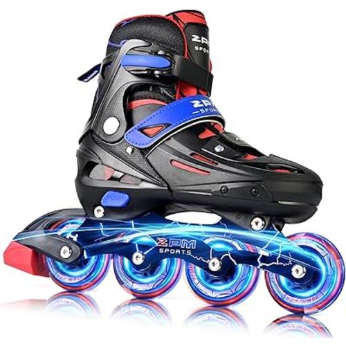 2PM SPORTS Inline Skates for Kids Boys Girls Ages 5-8 8-12 3-5 4-8 6-12 with Light Up Wheels, Adjustable Children's Roller Skates Blades for Toddler Beginner Youth Indoor Outdoor