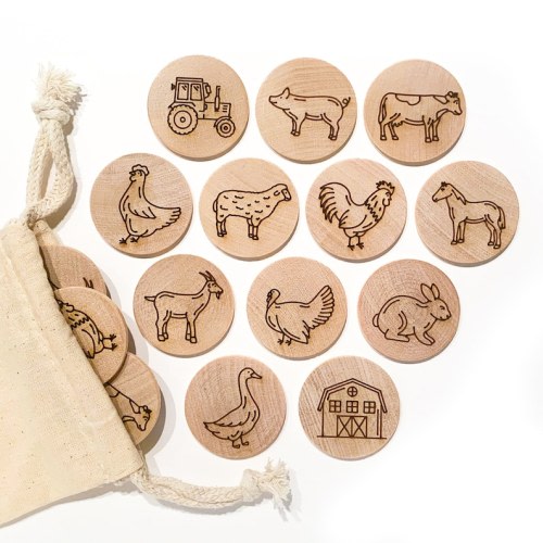 Memory Match Farm Animal Game / Childrens Matching Game / Wood - Etsy