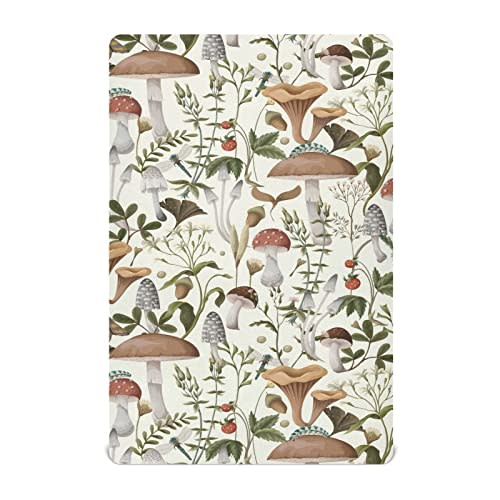 Mushrooms and Berries Crib Sheets for Boys Girls Soft Breathable Mini Crib Sheets for Baby 52" x 28"