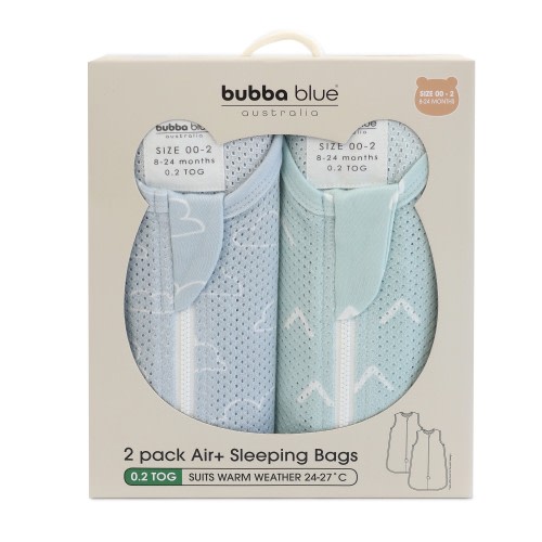 Bubba Blue Nordic Air+ Sleeping Bag 0.2 Tog 2 Pack Sky/Mint Size 8-24 Months