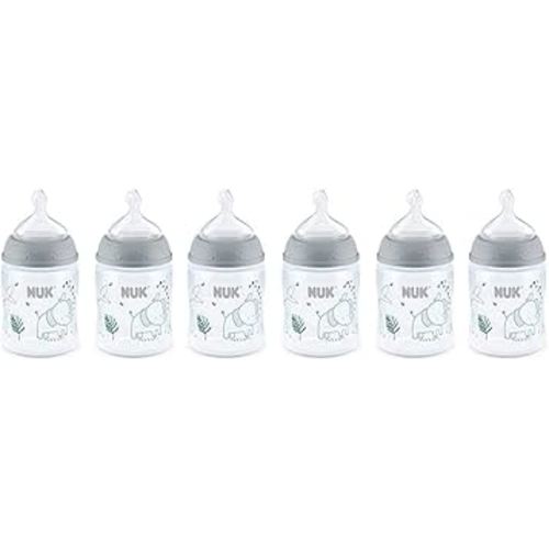 NUK Smooth Flow Anti Colic Baby Bottle, Elephant, 5 Ounce (6 Pack)