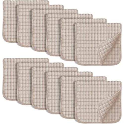 SWEET DOLPHIN 12 Pack Muslin Burp Cloths Large 100% Cotton Hand Washcloths for Baby - Baby Essentials Extra Absorbent and Soft Boys & Girls Milk Spit Up Rags for Newborn Registry - Brown, 20" X10"