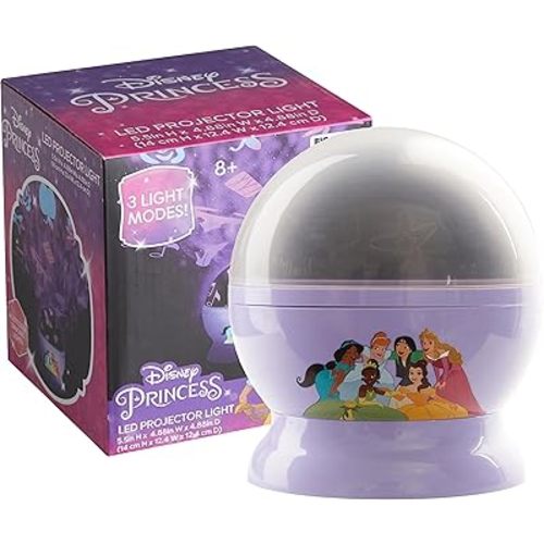 Idea Nuova Disney Princess Rotating LED Projection Kids Lamp and Nightlight 4.88"x 4.88"x 5.5"