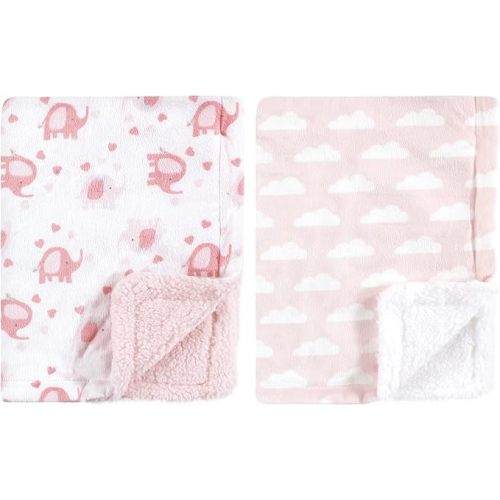 Luvable Friends Unisex Baby Plush Blanket with Sherpa Back, Girl Basic Elephant, One Size