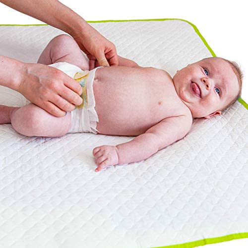 Portable Changing Pad - Waterproof Baby Changing Mat - Large Size 25.5”x31.5”- Foldable Wipeable Diaper Changing Pad - Change Diaper in Any Places On The Go for Boys & Girls - Storage Bag