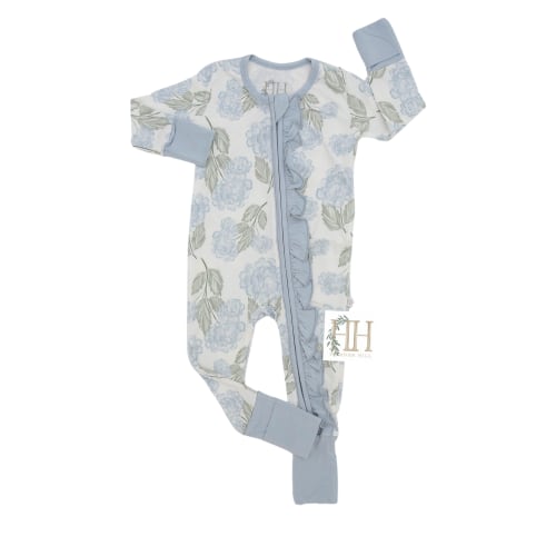 Girls Garden Party Double Zipper Ruffle Romper