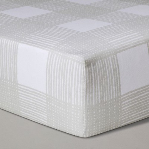 Crib Fitted Sheet Sketchy Plaid - Cloud Island™ Gray